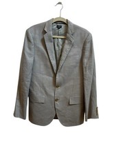 J. Crew Ludlow Blazer Suit Jacket 100 Irish Linen Mens 36S Stone Gray Travel
