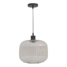 Modern Clear Ribbed Glass Large Kitchen Dining Pendant Ceiling Light Fitting