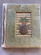 Handcrafted Maui Photo Album - Hawaiian Natural Leaf Art Cover - Pineapple