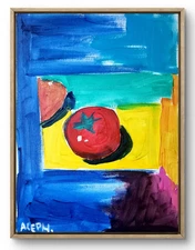 Original Art Bright Tomato 14x11 Contemporary Expressionist Kitchen Painting