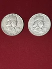 LOT of 2 - 1952 P   FRANKLIN Silver Half Dollars  -  90% Silver