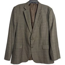 Stafford Classic Fit Sport Coat Blazer Jacket Men's 46R Brown Gray Glen Plaid