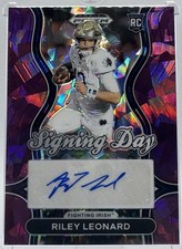 2025 Prizm Draft Riley #SD-RLD Leonard Signing Day Viola Ghiaccio Auto RC/50 - ND