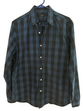 J. Crew Oxford Shirt Mens Medium Button Down Long Sleeve Blue Plaid 100 Cotton