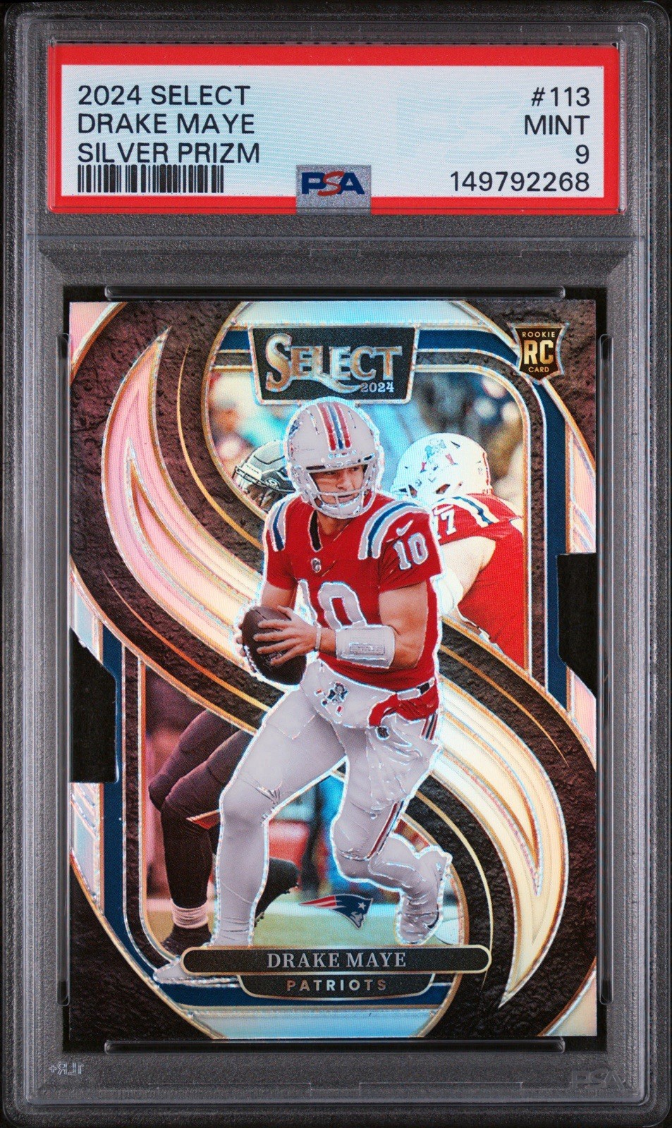 2024 Panini Select Drake Maye Rookie #113 Silver Prizm Die-Cut (RC) PSA 9