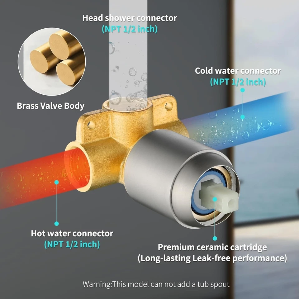 Juego de Grifo de Ducha Baño 8 Pulgadas Juego de Cabezal de Ducha y Manijas de Lluvia Inoxidable Foto 2 de 4