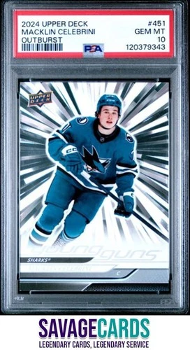 2024-25 Upper Deck Young Guns Outburst Macklin Celebrini PSA 10 #451 San Jose