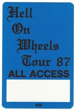 Hell on Wheels Tour 1987. All Access Backstage Pass. Helloween & Grim Reaper