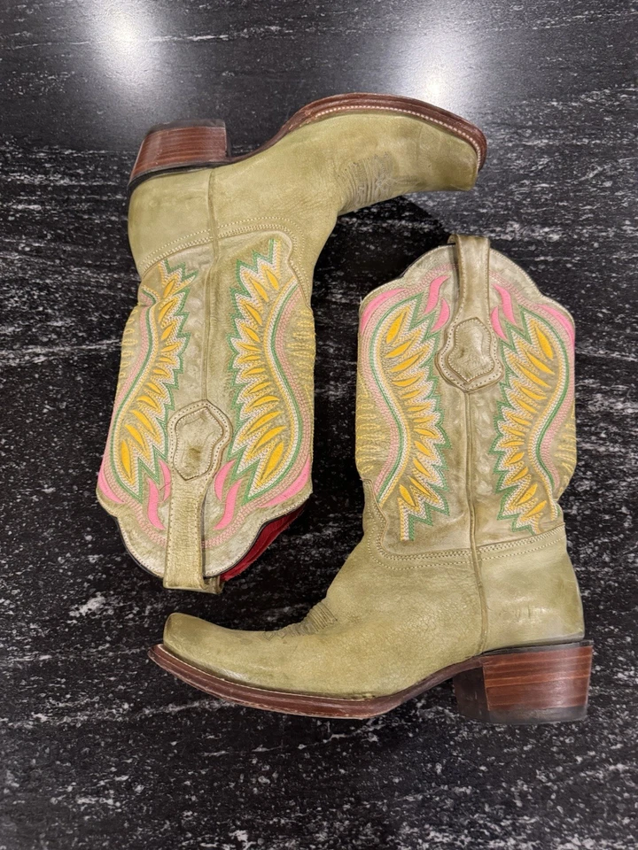 Botas occidentales para mujer Los Altos verde claro talla 9,5 punta cuadrada estrecha Foto 2 de 4