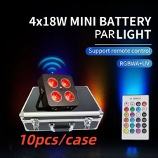 10pc case DJ Light Mini Battery Wireless 4x18w RGBWAUV led par light DMX Uplight