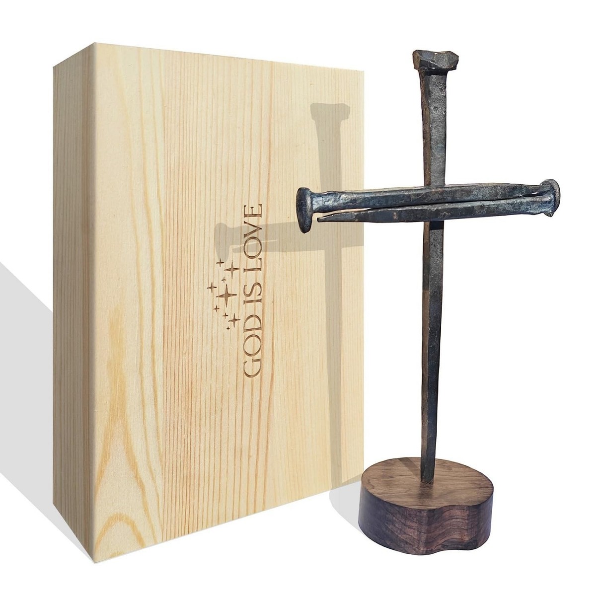 Passion of Jesus Christ Crucifix Nail Metal Cross - Tabletop