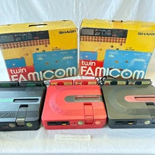 Twin Famicom Sharp Nintendo AN-505BK / 500R / 500B Console Tested Japan New Belt