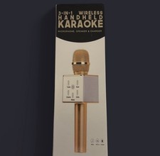 3-IN-1 Wireless Hand Held KARAOKE Microphone Speaker  Charger ROSE GOLD 