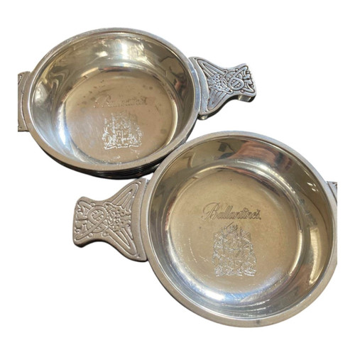 Ballantine Whiskey Logo Sake Cups Set of 2 Used