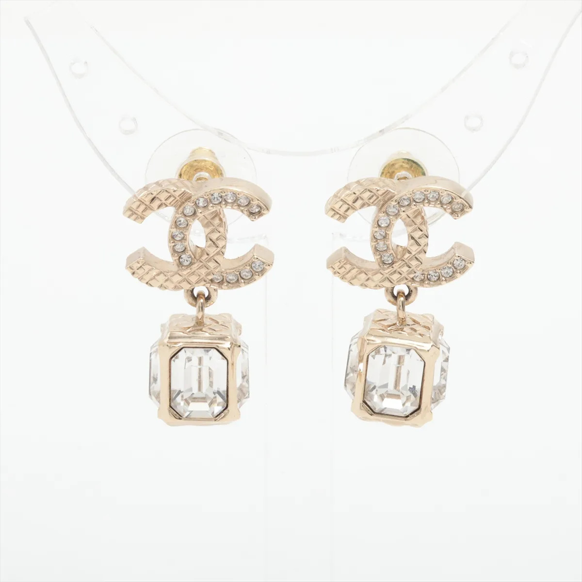 Chanel Coco Mark A23K Piercing jewelry (for both ears) GP×Rhinestone Gold