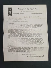 1886 antique WARNER’S SAFE YEAST co. rochester ny ADVERTISING LETTER wholesale