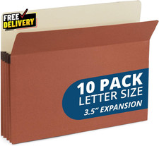 10 Pack Redwell Letter Size Accordion File Folders 3.5 Inch Expandable Brown