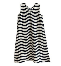 Marimekko x Uniqlo Navy Wavy Stripe V-Neck Sleeveless Flare Dress L