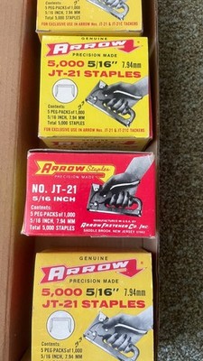 LARGE LOT of  ARROW  JT-21 STAPLES  Fasteners 5/16''  (20 pkgs of 1,000) 7.94mm
