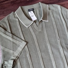 Express Men s Sweater Polo Green Ribbed Johnn...