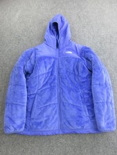 The North Face Jacket Girls XL 18 Purple Fuzzy Fleece Hooded Full Zip Warm