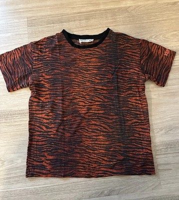 KENZO x H&M Shirt [S] Tiger Print Orange Schwarz Perlen Logo Vintage T-Shirt