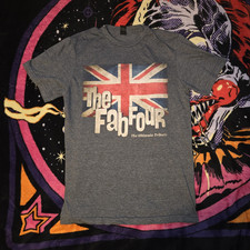 Officially Licensed The Fab Four Beatles Tribute Band Grey Graphic Shirt Size S