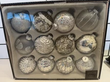 Rachel Zoe Ornaments Gold Glass Christmas Holiday Ball 12 Glam Sparkle 3" NEW