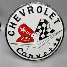 Chevy Corvette Embossed Licensed 12" Diameter Metal Sign NEW!