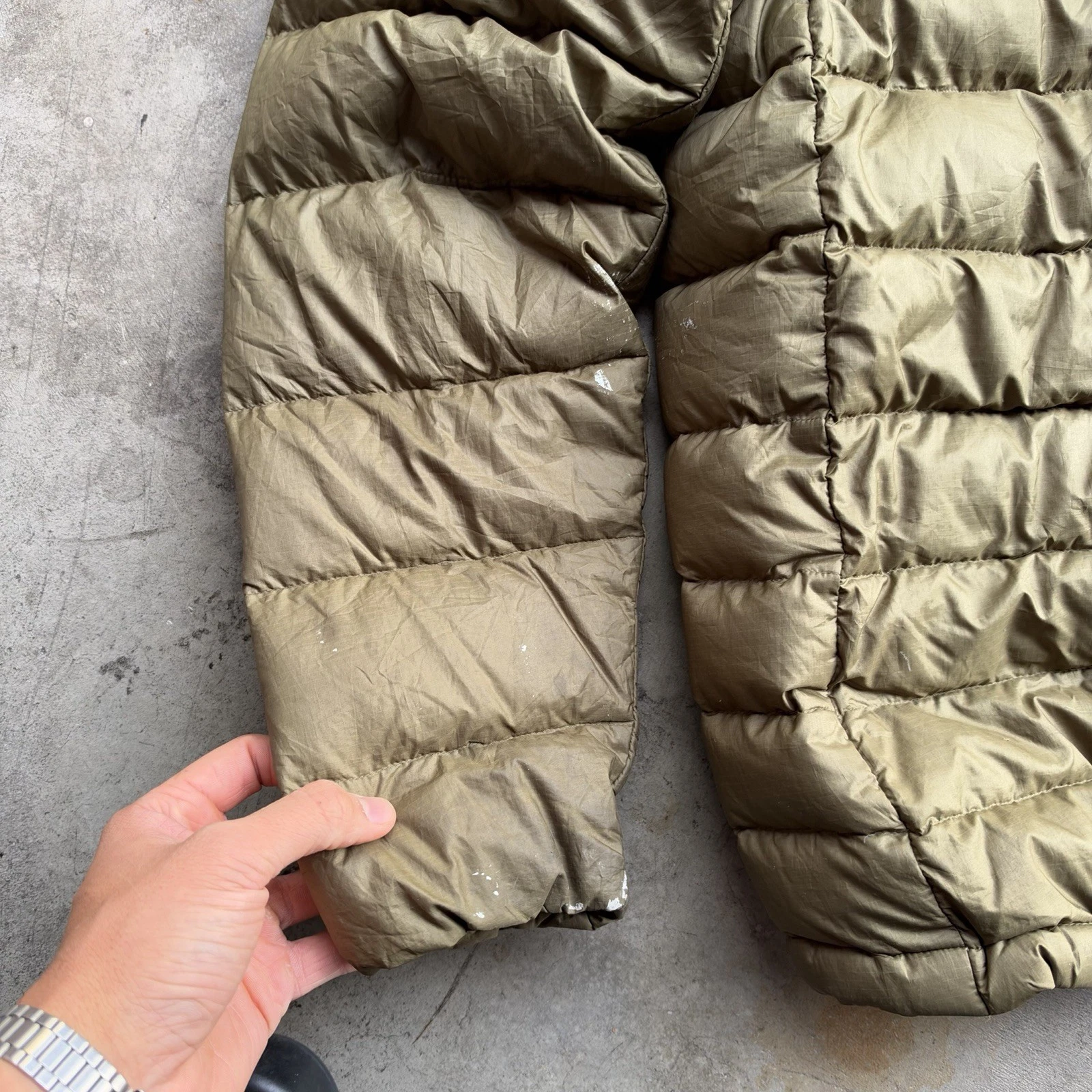 Patagonia Men’s Hi Loft Down Hoody Puffer Coat Medium Green Winter Warm Outdoor image 8