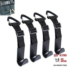 Amooca Headrest Hooks for Car Adjustable 4 Pack Vehicle Seat Back Black