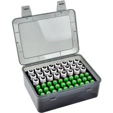 Grey AA AAA Battery Organizer Storage Box for 54 Small Cell Batteries