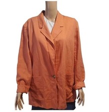 A New Day Womens Linen Blend Blazer Jacket Size L Orange One Button Relaxed NWOT
