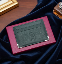 Authentic Cartier Must Green Leather Double Card Holder Wallet NIB Gift Luxury