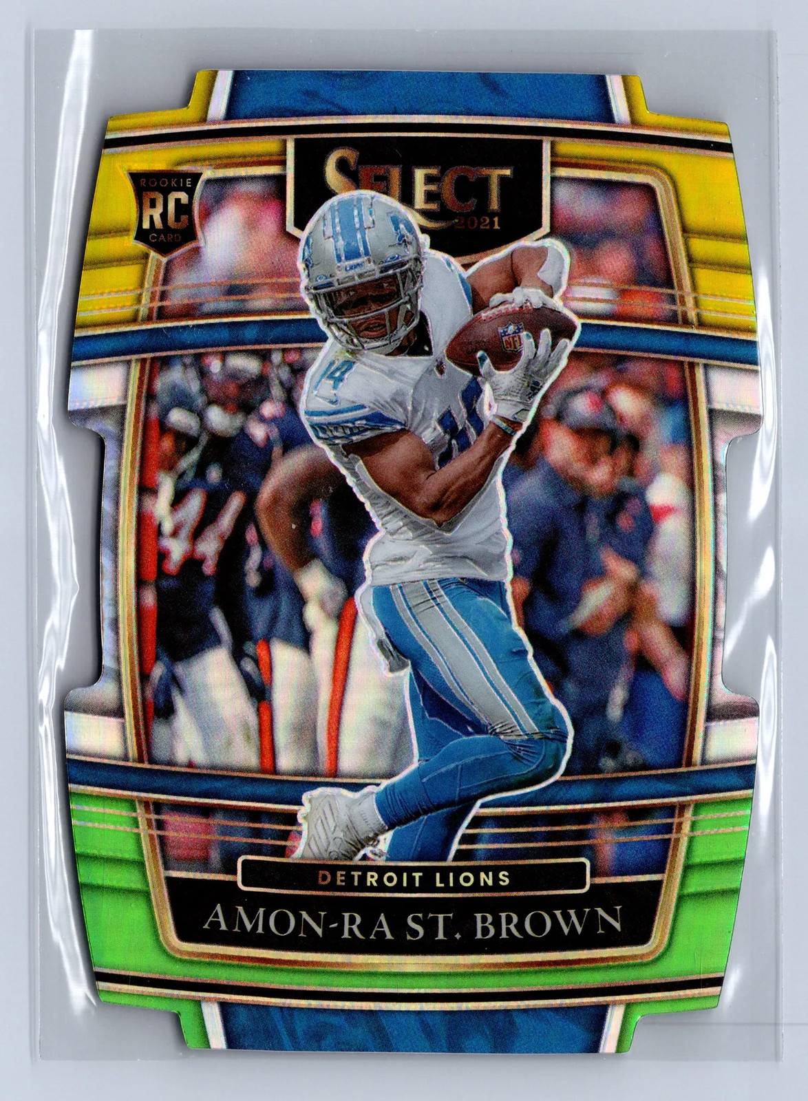 2021 Panini Select Amon-Ra St. Brown Green & Yellow Die-Cut Prizm #73