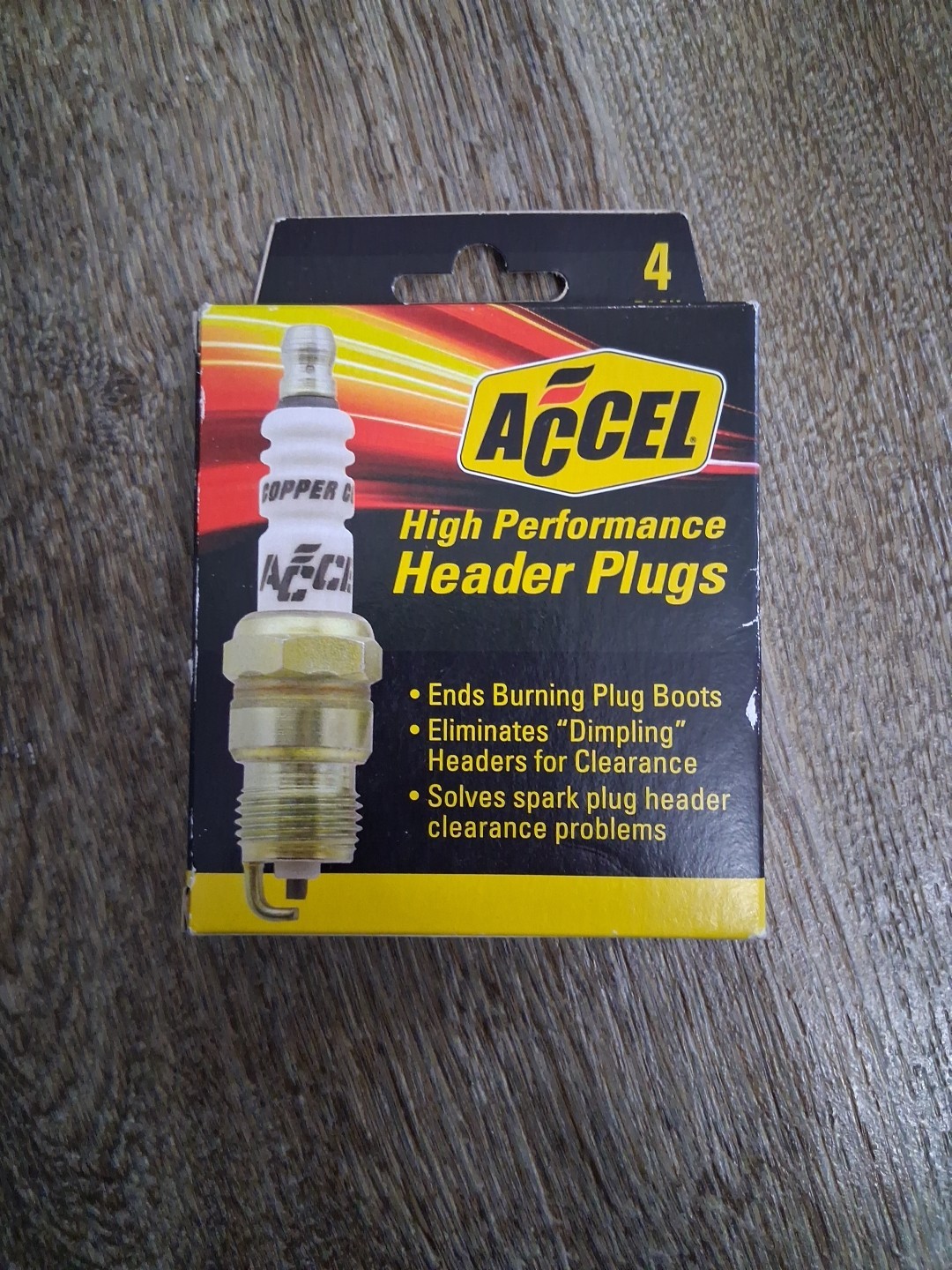 Set of 4 Accel U-Groove High Performance Header Spark Plug Shorty 0437S
