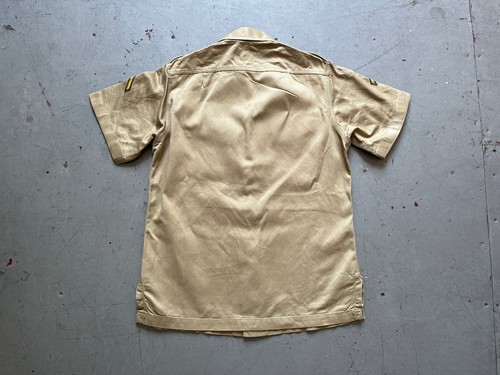 50s Vintage Korean War US Army Officers Khaki Tan Beige Utility Button Shirt S - Picture 2 of 10