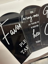 BRAND NEW BLACK GLOSS ACRYLIC WEDDING SIGNS GUESTBOOK MEMORIAL 