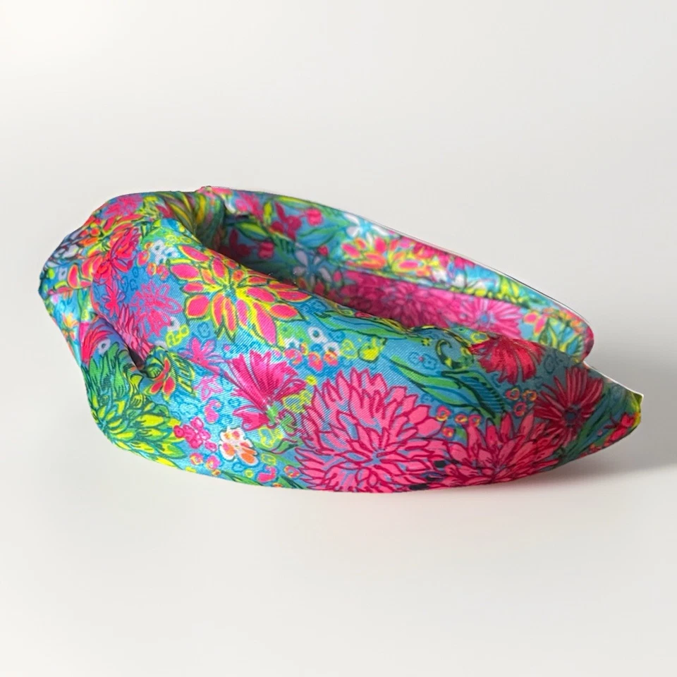 Diadema anudada ancha satinada Lilly Pulitzer azul brisa marina caminar sobre el sol Foto 3 de 4