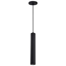 SATCO Century 12W 1-Light Matte Black Cylinder LED Mini Pendant w/Clear Shade