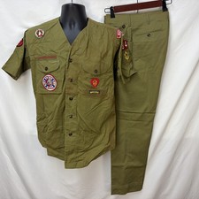 VINTAGE 50S 60S BSA BOY SCOUTS OF AMERICA SHIRT PANTS UNIFORM PATCHES ADULT M