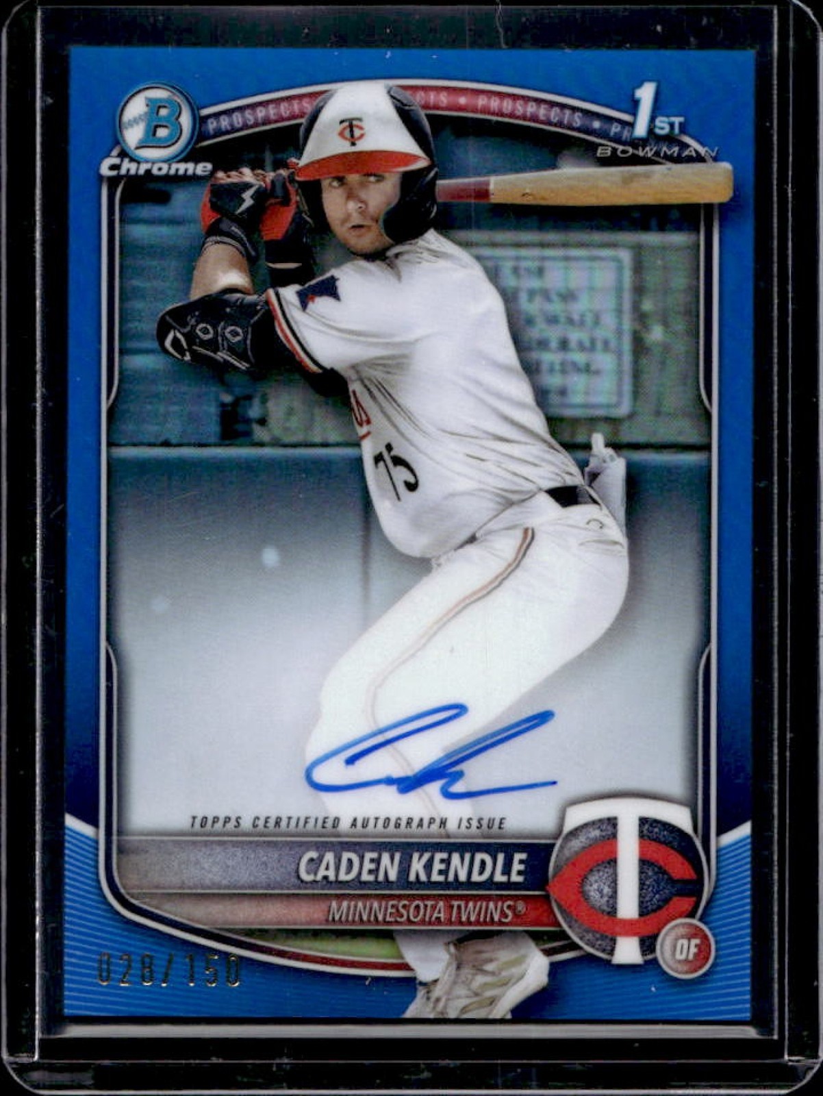 2025 Bowman Caden Kendle Chrome Auto Blue Refractor 1st Prospect #28/150 Twins