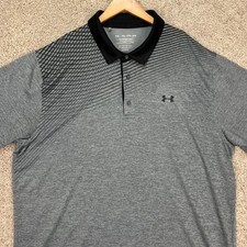 Under Armour Polo Shirt Men 2XL Gray Short Sleeve Playoff HeatGear Loose Fit EUC