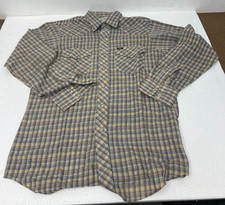 Vintage Lee Plaid Western Pearl Snap Button Shirt MENS L Extra Long Tail Cowboy