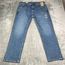 Levis 505 Jeans Men 36x30 Blue Straight Leg Medium Wash Western Cowboy Denim New
