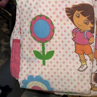 Nickelodeon Dora The Explorer Twin Sheet Set 2009 Pink Polka Dot Flowers, Flaws
