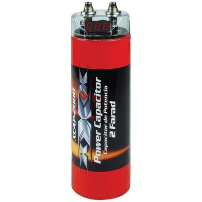 2.0 FARAD XXX AMP POWER CAPACITOR with RED LED DIGITAL VOLTAGE DISPLAY
