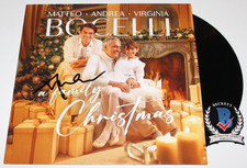 ANDREA BOCELLI SIGNED 'A FAMILY CHRISTMAS' ALBUM VINYL RECORD LP BECKETT BAS COA