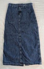 Tommy Hilfiger Womens sz 4 Blue Denim Maxi Skirt Casual Skirt Dark Wash 90's Y2K