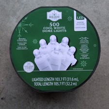 Holiday Time 500-Count COOL White LED Dome Icicle Lights w/ White Wire 105.7 FT